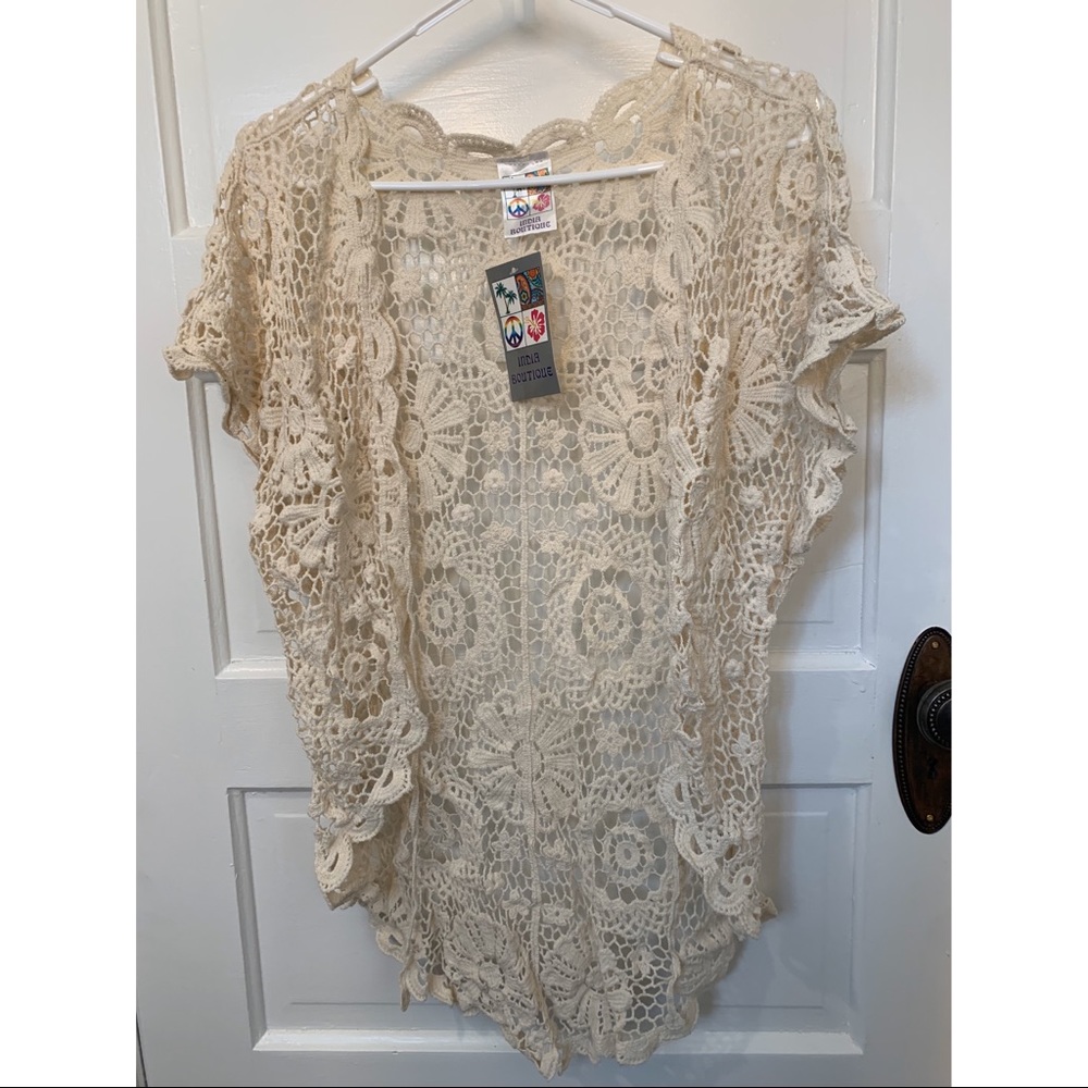 India Boutique Hand Made Vintage Lace Shawl